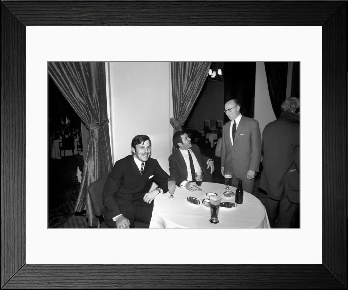 Framed Print : Williams the captain of thes K Lierse team (centre) chatting with the teams coach Van Framed Print : Williams the captain of thes K Lierse team (centre) chatting with the teams coach Van