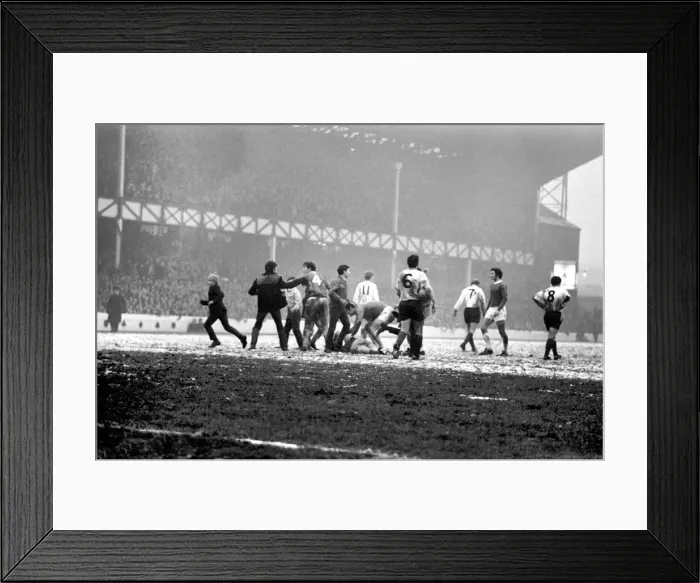 Framed Print : English League Division One match. Everton v. Derby. Referee sends off young boys after Framed Print : English League Division One match. Everton v. Derby. Referee sends off young boys after
