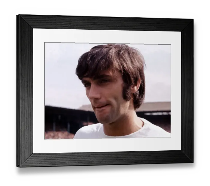 Framed Print : George Best Manchester United football player, pictured ahead of league match against Framed Print : George Best Manchester United football player, pictured ahead of league match against
