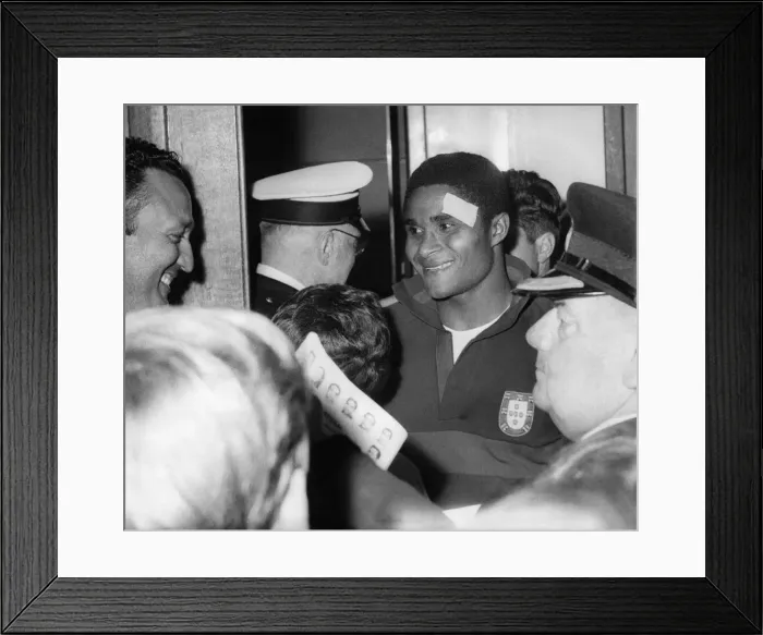 Framed Print : Eusebio the Portugese inside forward leaves Old Trafford tonight after the World Cup Framed Print : Eusebio the Portugese inside forward leaves Old Trafford tonight after the World Cup