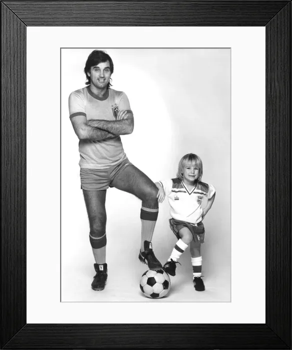 Framed Print : George Bests son is only three, but he already knows a thing or two about football Framed Print : George Bests son is only three, but he already knows a thing or two about football