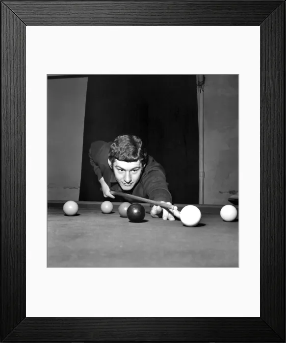 Framed Print : Brian Kidd of Manchester United at Blackley Golf Club playing snooker December 1969 Framed Print : Brian Kidd of Manchester United at Blackley Golf Club playing snooker December 1969