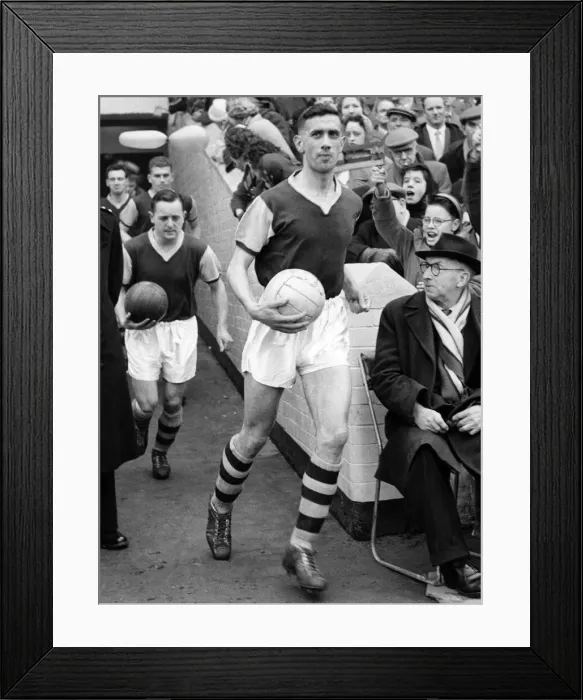 Framed Print : Burnley Skipper Adamson leads his team out. March 1960 P009625 Framed Print : Burnley Skipper Adamson leads his team out. March 1960 P009625