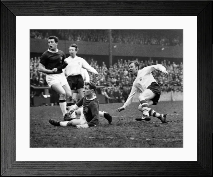 Framed Print : Prestons first goal scored by right half Lawton (extreme right) Framed Print : Prestons first goal scored by right half Lawton (extreme right)