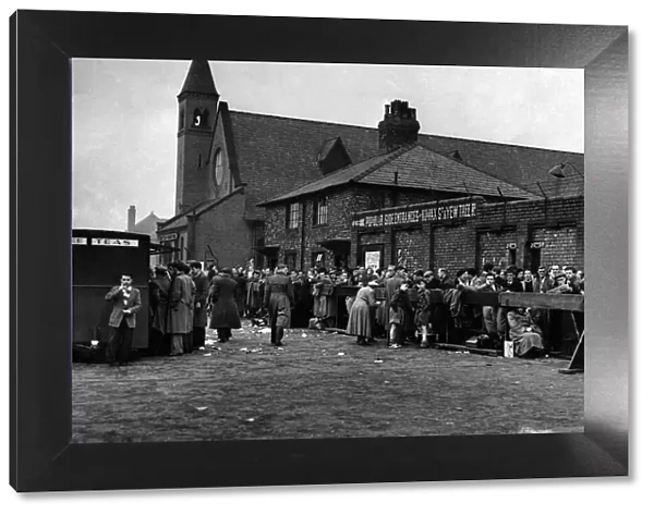 Queue at Maine Road, Manchester, for F. A. Cup Final tickets