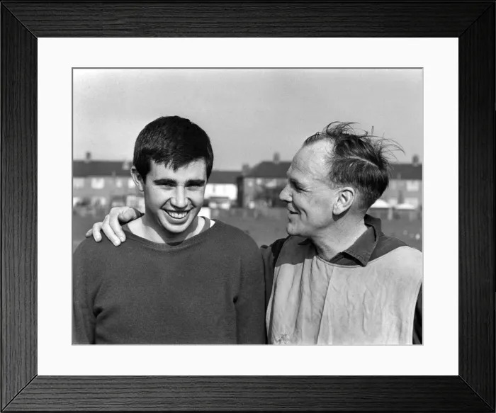 Framed Print : Ron Boyce, 21 yr. old inside-right for West Ham and Ron Greenwood, his manager and coach