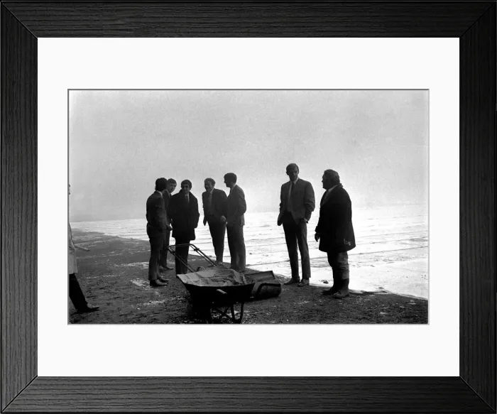 Framed Print : Burnley players at Citys fogged off ground today when the match was called off Framed Print : Burnley players at Citys fogged off ground today when the match was called off
