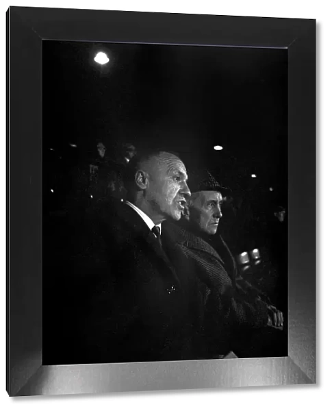 Sport: Football: Liverpool Manager, Bill Shankly watching a reserve game at Anfield