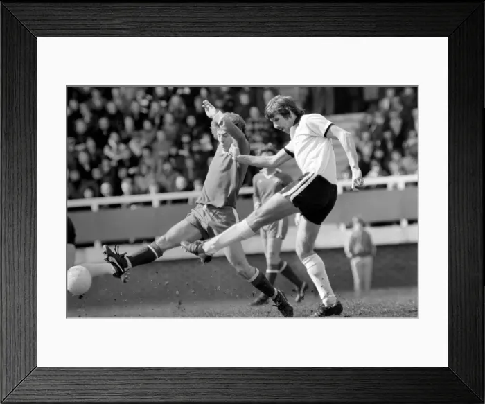 Framed Print : Division Two football Fulham v Chelsea 1976  /  77 season. Fulham won the match three one