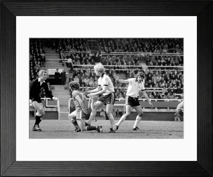 Framed Print : Division Two football Fulham v Chelsea 1976  /  77 season. Fulham won the match three one