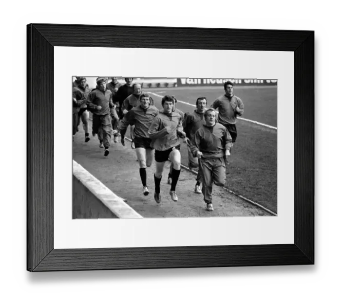 Framed Print : Manchester City training Francis Lee Leads the team in a touchline sprint Framed Print : Manchester City training Francis Lee Leads the team in a touchline sprint