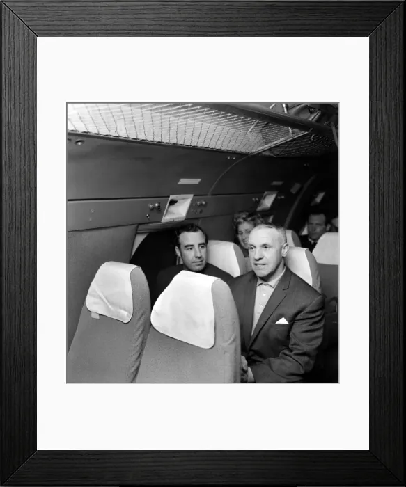 Framed Print : Bill Shankly, Liverpool manager on board a plane en route to Lisbon Framed Print : Bill Shankly, Liverpool manager on board a plane en route to Lisbon