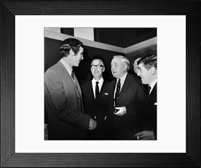 Framed Print : British Prime Minister Harold Wilson meets Liverpool footballer Ron Yeats December Framed Print : British Prime Minister Harold Wilson meets Liverpool footballer Ron Yeats December
