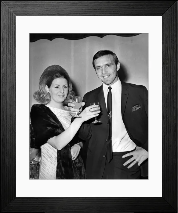 Framed Print : Jeff Astle and wife toasting each other at a reception after West Bromwich Albion Framed Print : Jeff Astle and wife toasting each other at a reception after West Bromwich Albion