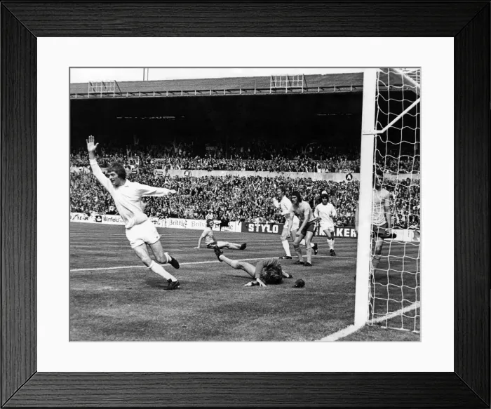 Framed Print : Leeds V West Brom Alan Clarke scores Leeds first goal and turns away in triumph with West Framed Print : Leeds V West Brom Alan Clarke scores Leeds first goal and turns away in triumph with West