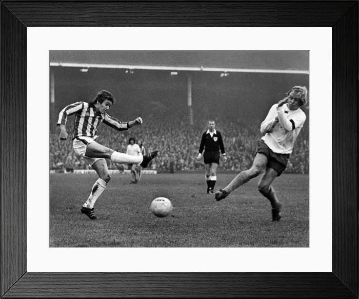 Framed Print : Stoke v Tottenham. Stoke Citys Sean Haslegrave lets fly a great shot which went past Framed Print : Stoke v Tottenham. Stoke Citys Sean Haslegrave lets fly a great shot which went past