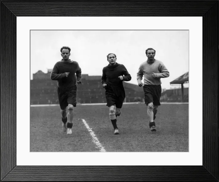 Framed Print : Cup-finalists in training at Blackpool. Blackpool trio, Harry Johnston Framed Print : Cup-finalists in training at Blackpool. Blackpool trio, Harry Johnston