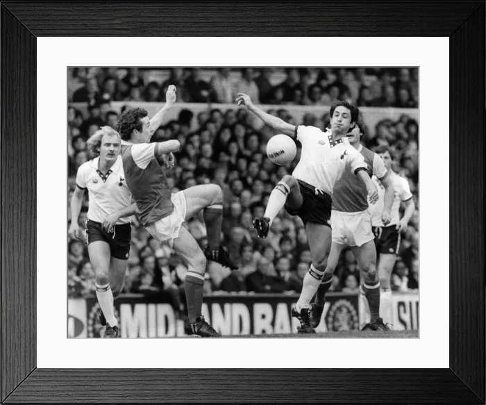 Framed Print : Arsenal v Tottenham 1979 / 80 Season. Liam Brady (left) with Ardiles Osvaldo Ardiles in Framed Print : Arsenal v Tottenham 1979 / 80 Season. Liam Brady (left) with Ardiles Osvaldo Ardiles in