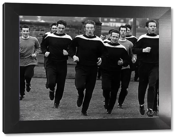 Celtic players running during training session April 1969