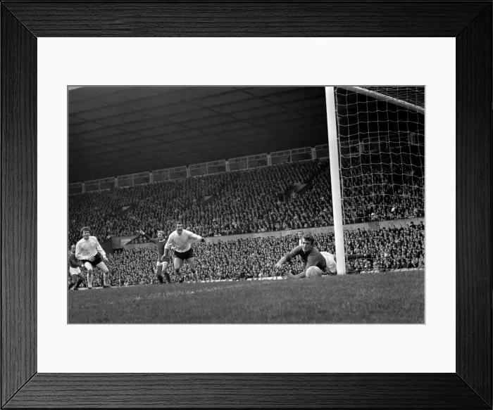Framed Print : Sport: Football: Manchester United v. Stoke City. Alex Stepney is beaten by a shot