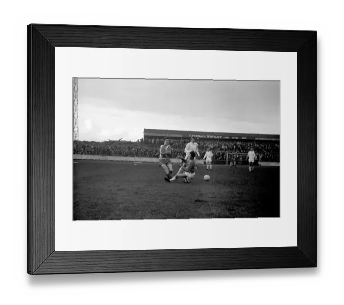 Framed Print : Wigan v Port Vale FA Cup Round One 1969 / 70 SeasonWigan centre Cairney puts a shot past Framed Print : Wigan v Port Vale FA Cup Round One 1969 / 70 SeasonWigan centre Cairney puts a shot past