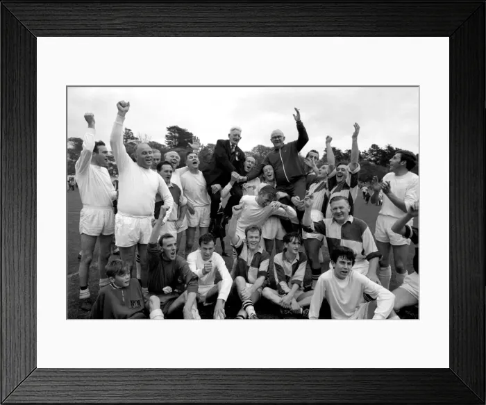 Framed Print : Sport Amateur Football: Family football match at Christchurch between Goodmans