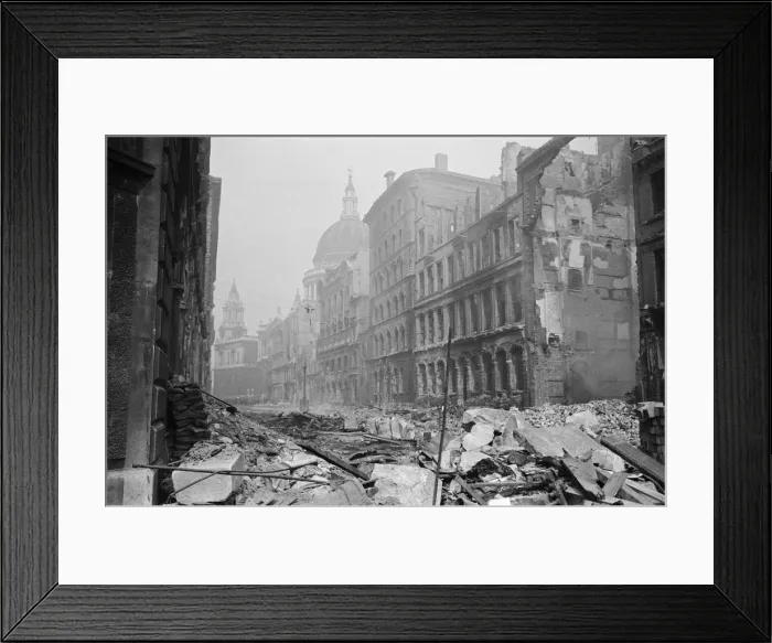 Framed Print : Bomb damage near St. Pauls Cathedral 13th May 1941 Framed Print : Bomb damage near St. Pauls Cathedral 13th May 1941