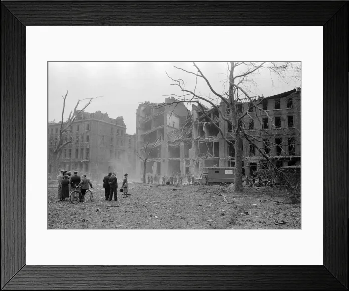 Framed Print : V1 (Robotplane) Flying bomb incident at Kensington. 23rd July 1944 *** JOB NO