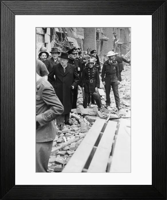 Framed Print : Winston Churchill at Tufton Street, Westminster after a V1 rocket landed Framed Print : Winston Churchill at Tufton Street, Westminster after a V1 rocket landed