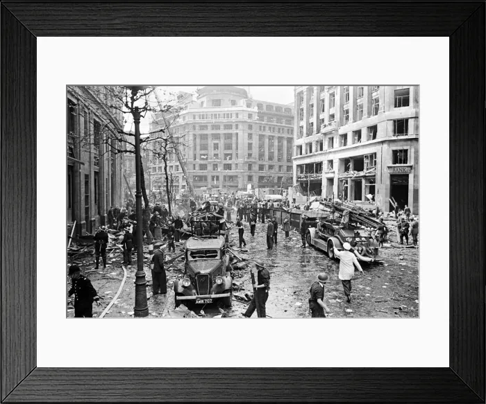 Framed Print : V1 (Robotplane) falls outside Bush House and Air Ministry, 30th June 1944