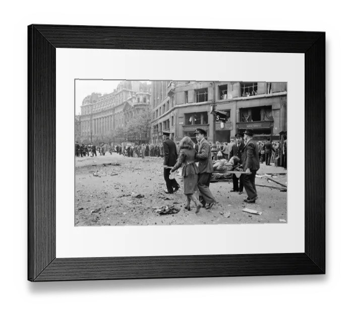 Framed Print : V1 (Robotplane) falls outside Bush House and Air Ministry, 30th June 1944 Framed Print : V1 (Robotplane) falls outside Bush House and Air Ministry, 30th June 1944
