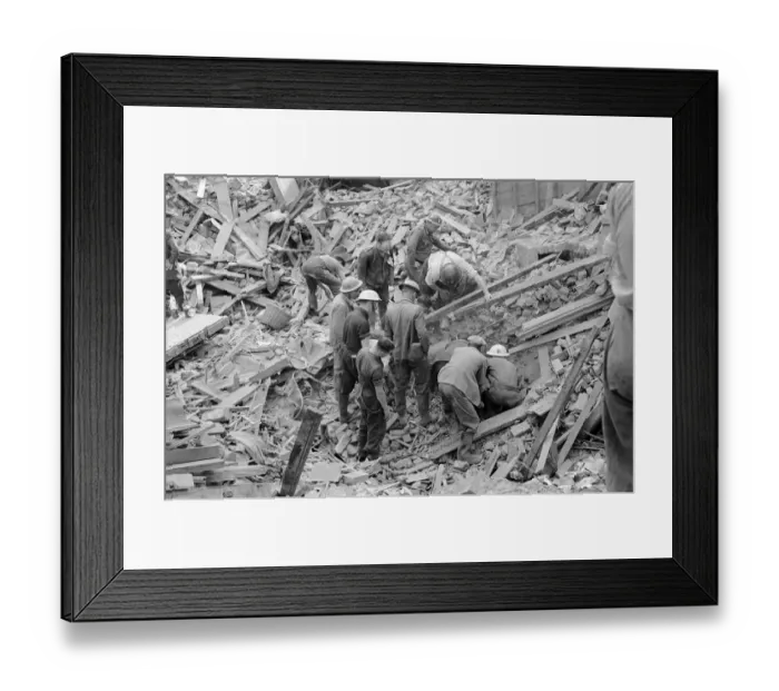 Framed Print : Bomb Damage at Pennyfields, Poplar, London, Circa 1940 Framed Print : Bomb Damage at Pennyfields, Poplar, London, Circa 1940
