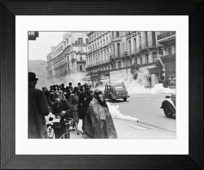 Framed Print : Mock gas attack, Victoria Street, Westminster, London, 13th March 1942 Framed Print : Mock gas attack, Victoria Street, Westminster, London, 13th March 1942