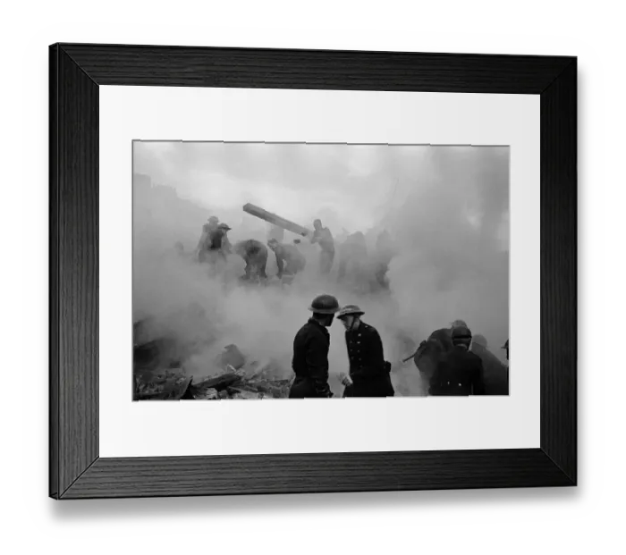 Framed Print : V1 (Robotplane) damage on Rosebery Avenue. Firemen and recue services at work, London Framed Print : V1 (Robotplane) damage on Rosebery Avenue. Firemen and recue services at work, London