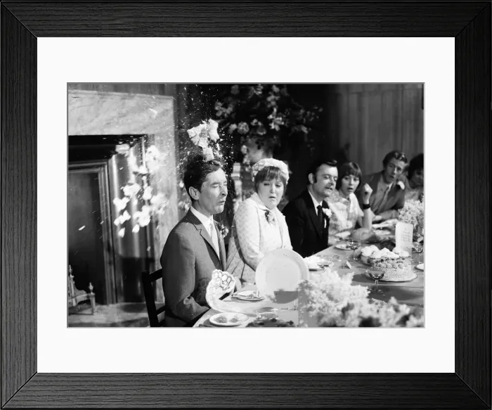 Framed Print : Filming Carry on Loving at Pinewood Studios. Kenneth Williams sitting Framed Print : Filming Carry on Loving at Pinewood Studios. Kenneth Williams sitting