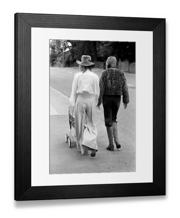 Framed Print : Pop star David Bowie with wife Angie and three week old son Zowie Framed Print : Pop star David Bowie with wife Angie and three week old son Zowie