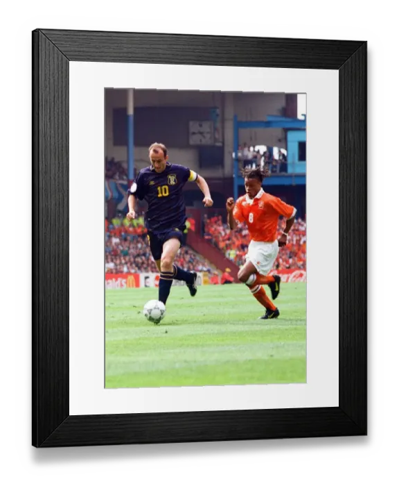 Framed Print : Gary Mcallister with the ball during the Scotland 0 v. Holland 0 game in the European