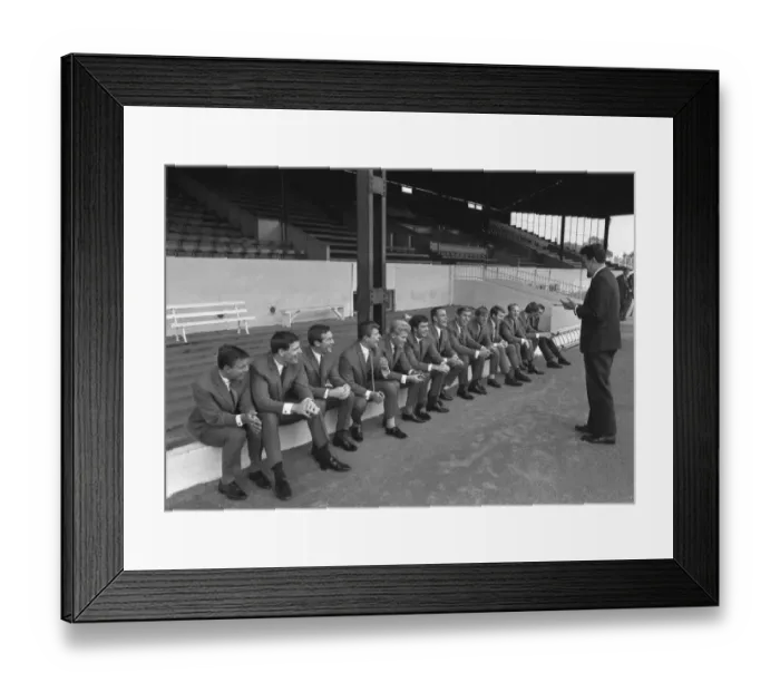 Framed Print : Jimmy Hill chats with the players at Coventry City FCs ground, Highfield Road Framed Print : Jimmy Hill chats with the players at Coventry City FCs ground, Highfield Road