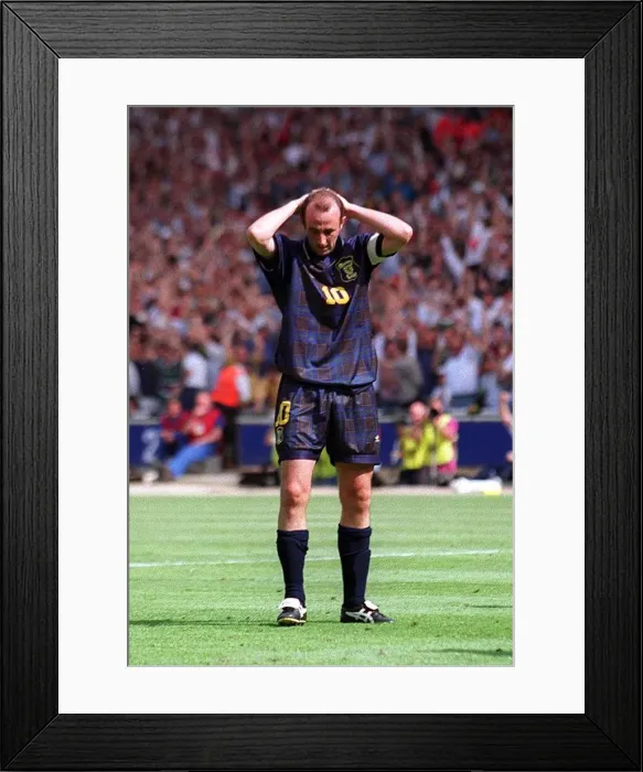 Framed Print : Gary Mcallister misses the chance to equalise with a penalty shot during the England v Framed Print : Gary Mcallister misses the chance to equalise with a penalty shot during the England v