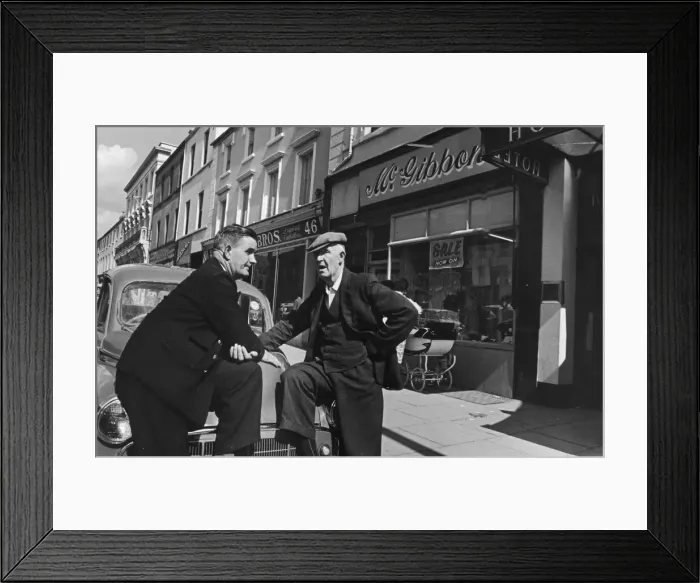 Framed Print : To gentlemen seen here outside the main parade of shops in Lurgan Framed Print : To gentlemen seen here outside the main parade of shops in Lurgan
