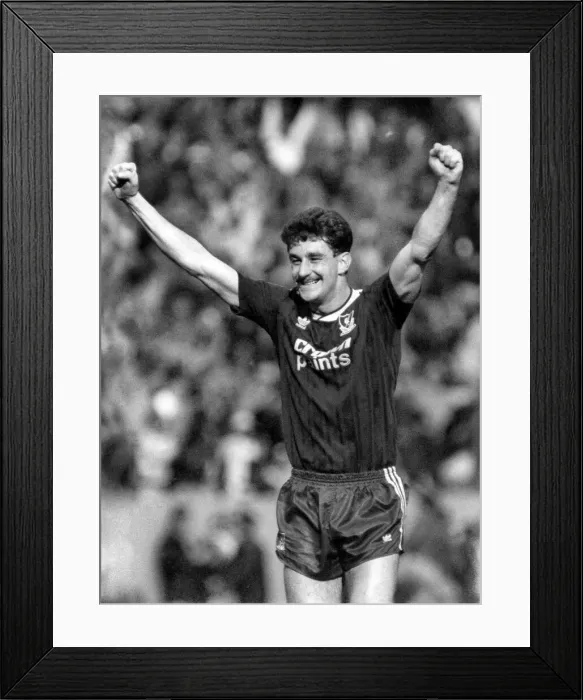 Framed Print : John Aldridge of Liverpool celebrates a goal during one o their league matches Framed Print : John Aldridge of Liverpool celebrates a goal during one o their league matches