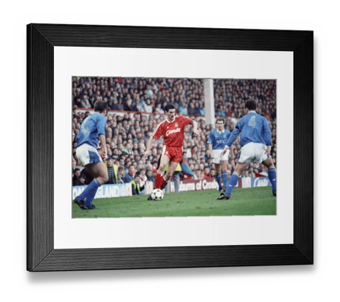 Framed Print : Liverpool footballer Ian Rush in match against Merseyside rivals Everton during the derby Framed Print : Liverpool footballer Ian Rush in match against Merseyside rivals Everton during the derby