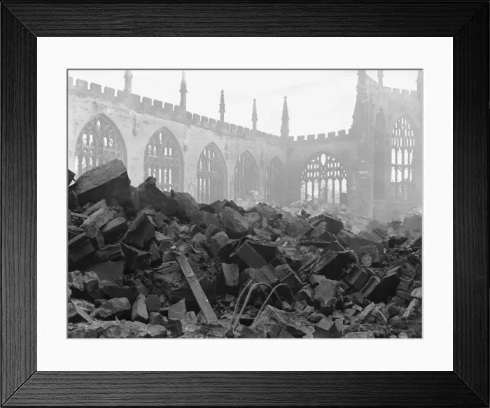 Framed Print : All that remains of St Michaels Cathedral following the air raid of the 14th Framed Print : All that remains of St Michaels Cathedral following the air raid of the 14th