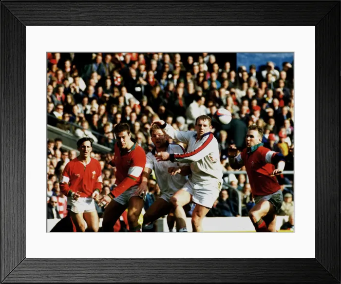 Framed Print : Wales v England - Left to Right - Rupert Moon, Gareth Llewellyn (Wales), Tim Rodber Framed Print : Wales v England - Left to Right - Rupert Moon, Gareth Llewellyn (Wales), Tim Rodber