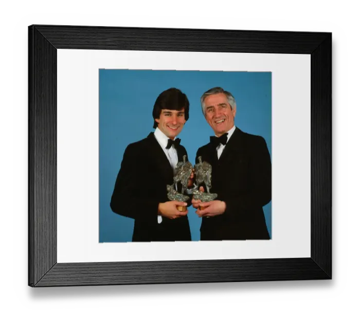 Framed Print : Johnny Beattie February 1982 and Paul Coia with Radio and tv personality awards Framed Print : Johnny Beattie February 1982 and Paul Coia with Radio and tv personality awards