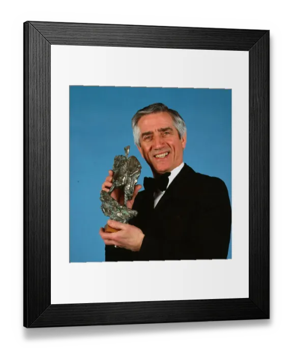 Framed Print : Johnny Beattie February 1982 with Radio and tv personality awards