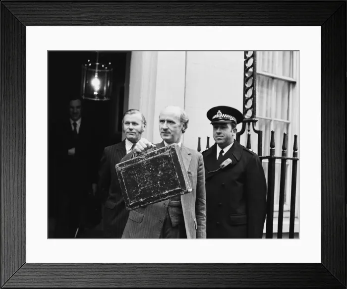 Framed Print : Chancellor of the Exchequer Anthony Barber holds up his red budget box as he leaves