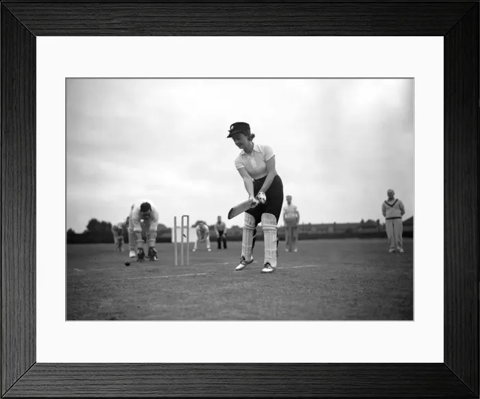 Framed Print : Auxiliary Fire Service. A member of WAF, one of the opening batsman too for the ladies