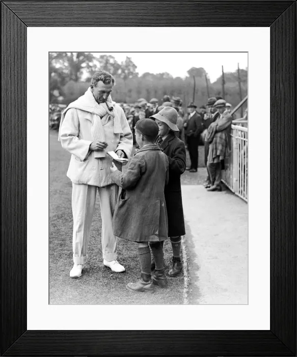 Framed Print : Hampshire v. Yorkshire. Charles Burgess Fry of Hampshire signing an autograph Framed Print : Hampshire v. Yorkshire. Charles Burgess Fry of Hampshire signing an autograph
