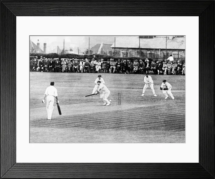 Framed Print : First test trial at Bristol. Patsy Hendren batting. 1948 Framed Print : First test trial at Bristol. Patsy Hendren batting. 1948